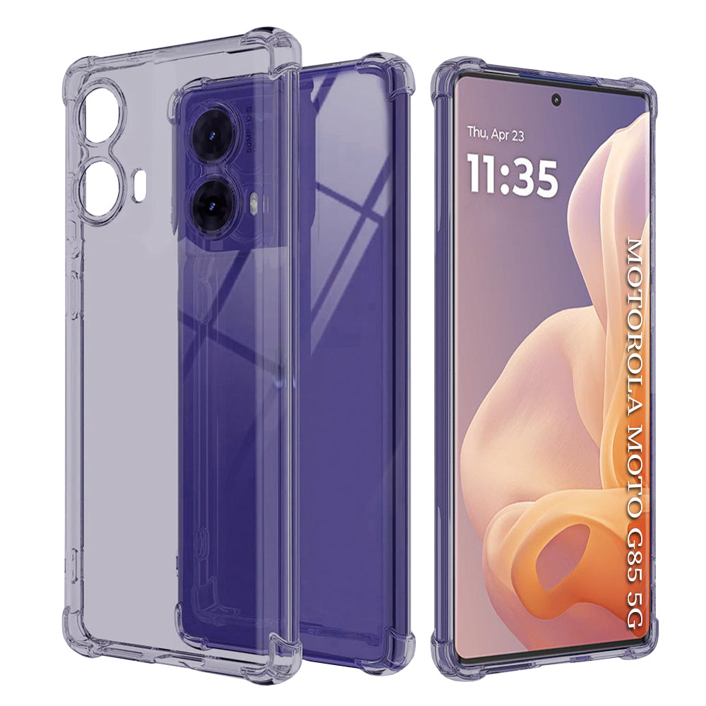 Husa de protectie Techsuit Shockproof Clear Silicone compatibil cu Motorola Moto G85, Negru Fumuriu