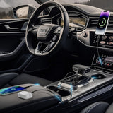 Incarcator Techsuit Premium Car DriveBoost (C6), Fast Charge, LED Light, USB, 2x Type-C 60W, 5V/3A, Aluminium Alloy, Argintiu