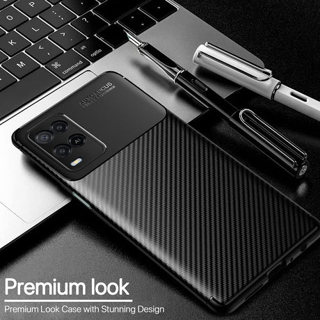Husa de protectie Techsuit CarbonFiber compatibil cu Oppo A54 4G, Negru