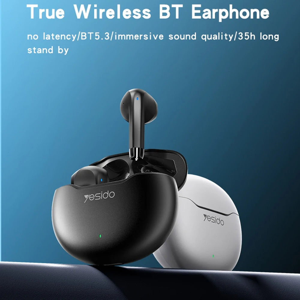 Casti Yesido (TWS21), with Bluetooth V5.3, Half-In-ear Design, Touch Control, Noise Cancelling, 320mAh, Negru