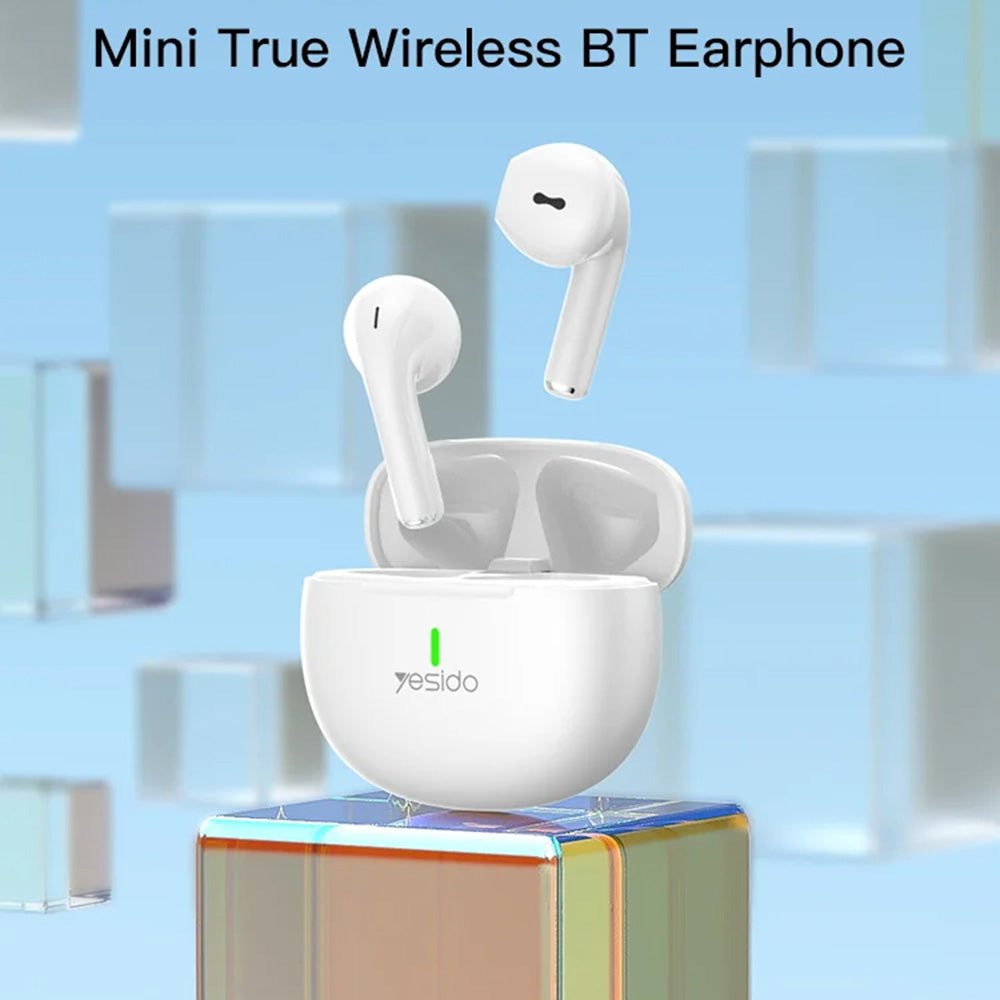 Casti Yesido (TWS18), Bluetooth V5.1, Half-In-ear Design, 220mAh, Type-C, Alb