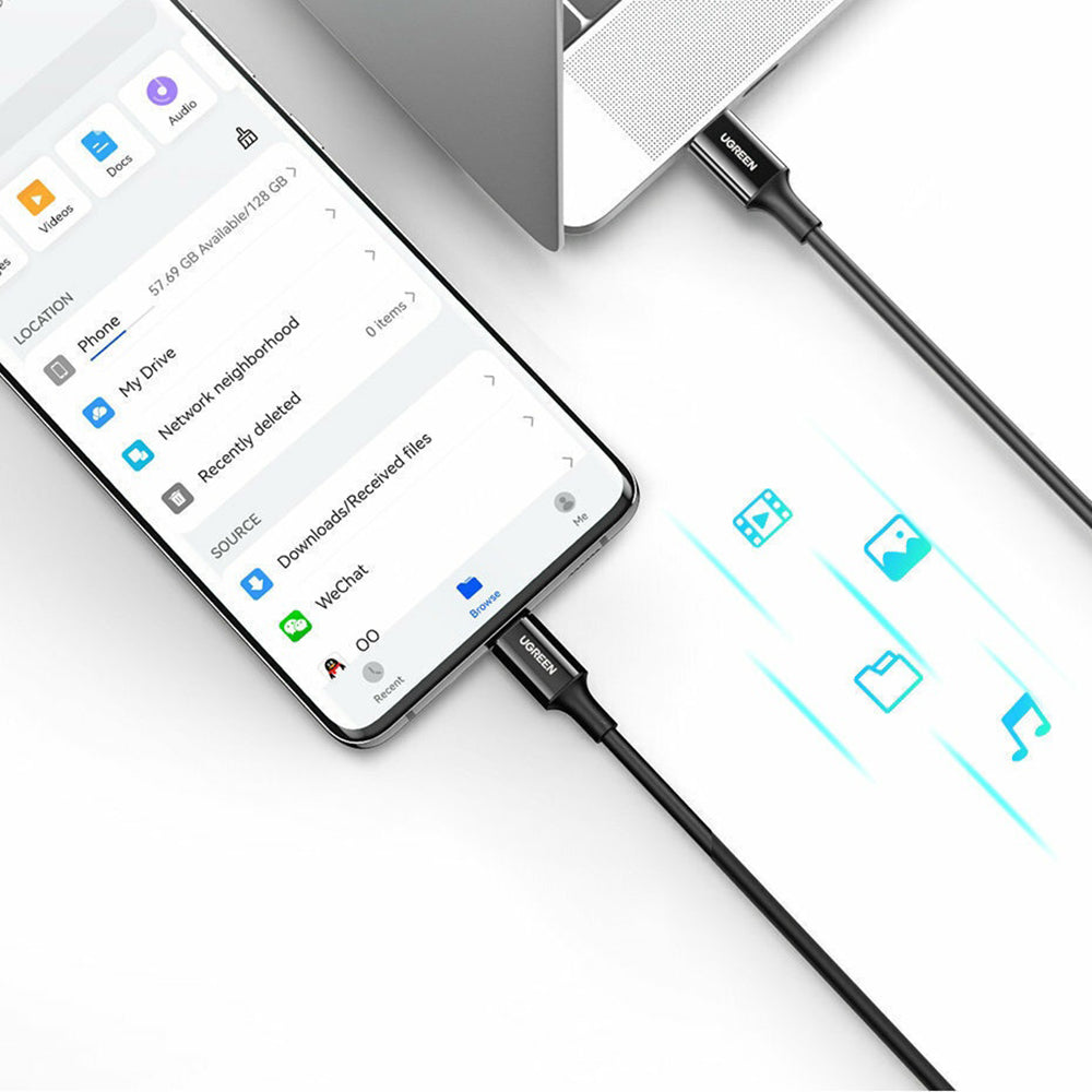 Cablu Ugreen US300 (80371), USB-C to USB-C, 5A, 100W, 1m, Negru