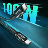 Cablu Ugreen US300 (80371), USB-C to USB-C, 5A, 100W, 1m, Negru