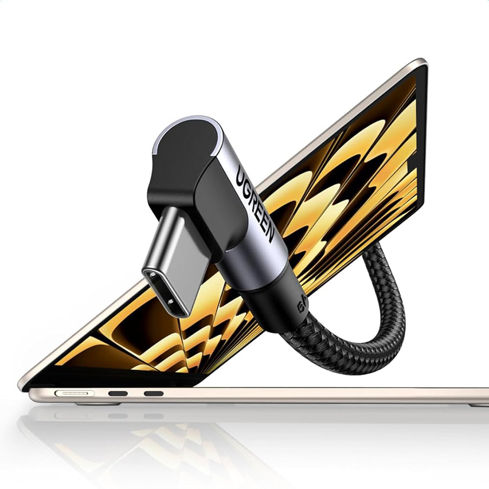 Ugreen Cablu Ugreen US334 (70645), USB-C to USB-C 90 Degree Cable, Fast Charging, 100W, 5A, 2m, Nylon, Gri Spatial – ima