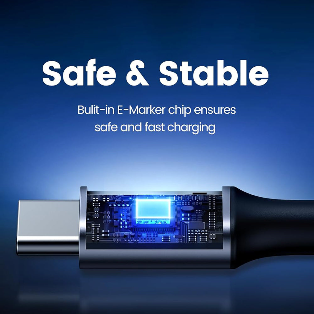Cablu Ugreen US334 (70643), USB-C to USB-C 90 Degree Cable, Fast Charging 5A, 100W, 1m, Nylon, Gri Spatial