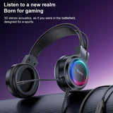 Casti Yesido Wired (EK05), for Gaming, USB, with Microphone, RGB LED Lights, Negru