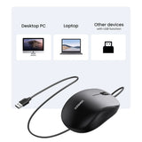 Mouse Ugreen MU007 (90789), USB, Ergonomic, 1200DPI, Negru