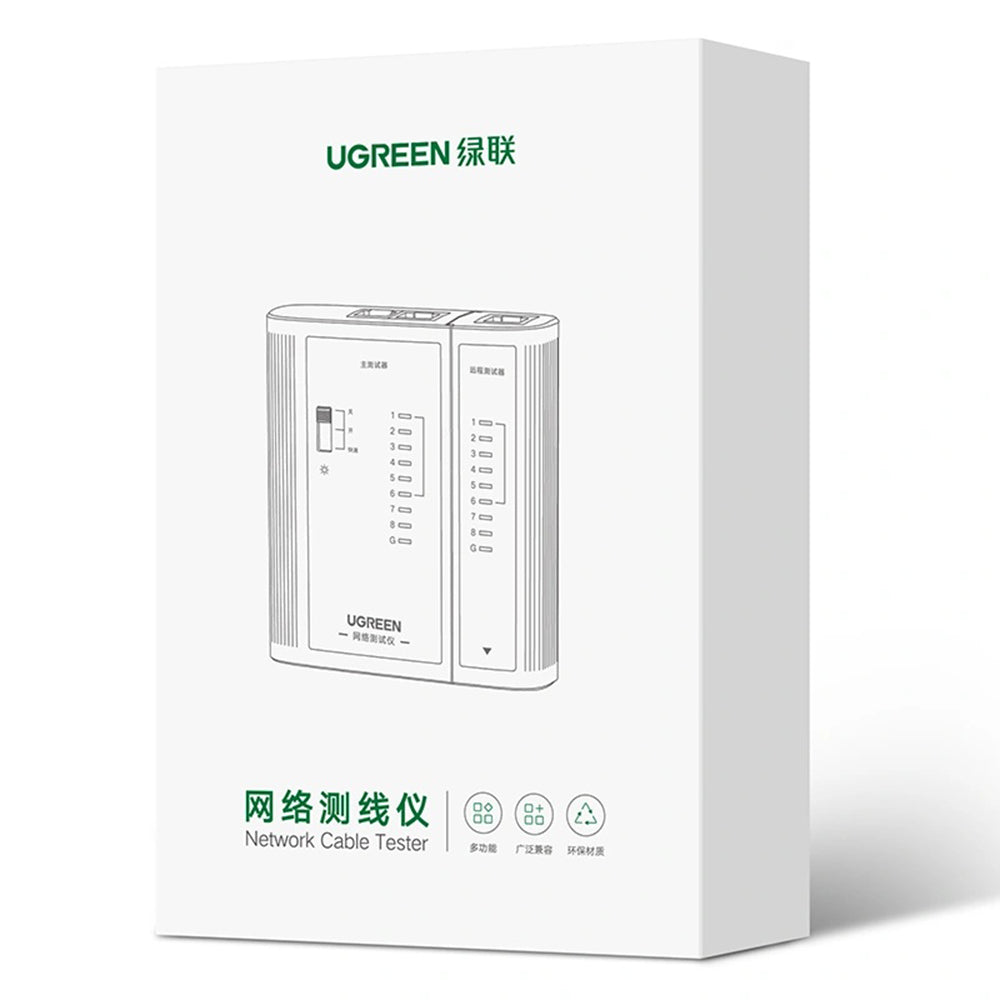 Adaptor Ugreen Network Cable Tester NW167 (10950), 9V Carbon Battery, Ethernet / Telephone Cable, Negru