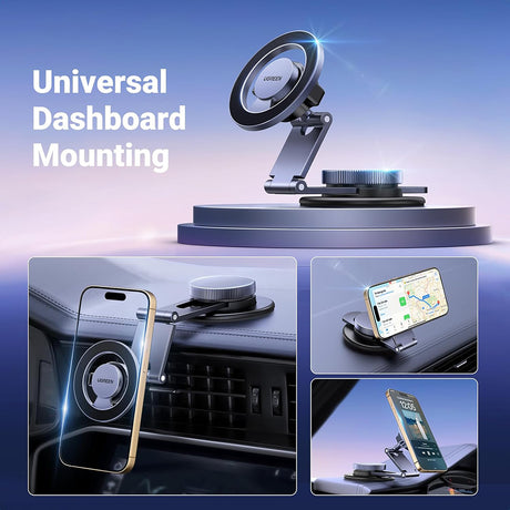 Suport Ugreen LP865 (45577), Magnetic Grip, for Dashboard, Universal, 360° Rotatable, Secure Fit, N52 Magnets, Negru