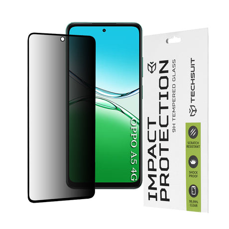 Folie de protectie Techsuit 111D Privacy Full Glue compatibil cu Oppo A5 4G / A5 5G, Negru