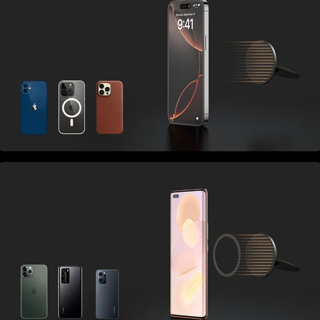 Suport Mcdodo 2in1 Foldable Magnetic Phone Stand (MR-7912), with Built-in Makeup Mirror, Leather, Negru