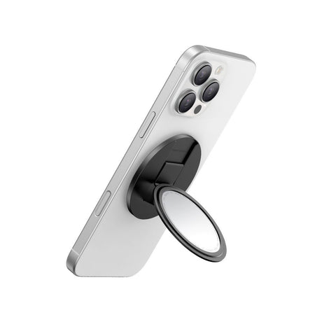 Suport Mcdodo 2in1 Foldable Magnetic Phone Stand (MR-7912), with Built-in Makeup Mirror, Leather, Negru