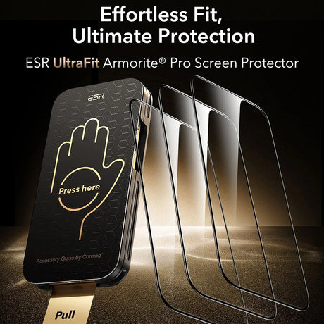 Folie de protectie ESR Corning Gorilla Glass UltraFit™ (set de 3) compatibil cu iPhone 17 Pro Max, Negru