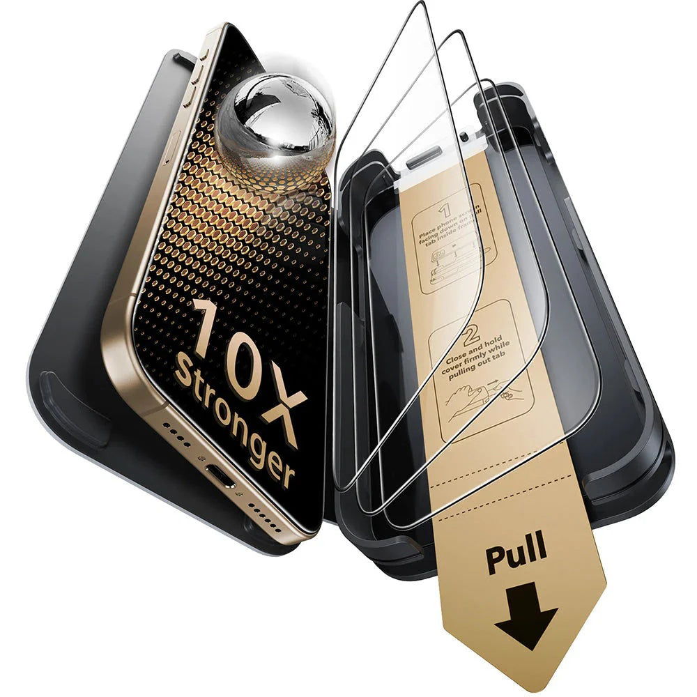 Folie de protectie ESR Corning Gorilla Glass UltraFit™ (set de 3) compatibil cu iPhone 17 / iPhone 16 Pro, Negru