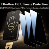Folie de protectie ESR Corning Gorilla Glass UltraFit Privacy™ (set de 3) compatibil cu iPhone 17 Pro Max, Negru