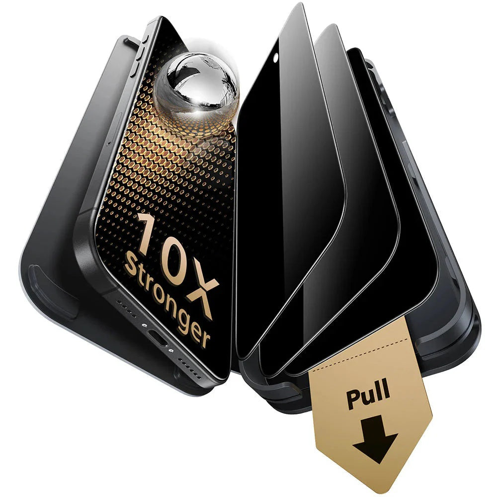 Folie de protectie ESR Corning Gorilla Glass UltraFit Privacy™ (set de 3) compatibil cu iPhone 17 Pro, Negru