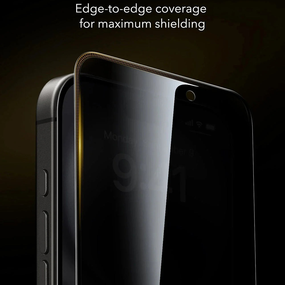 Folie de protectie ESR Corning Gorilla Glass UltraFit Privacy™ (set de 3) compatibil cu iPhone 17 Pro, Negru