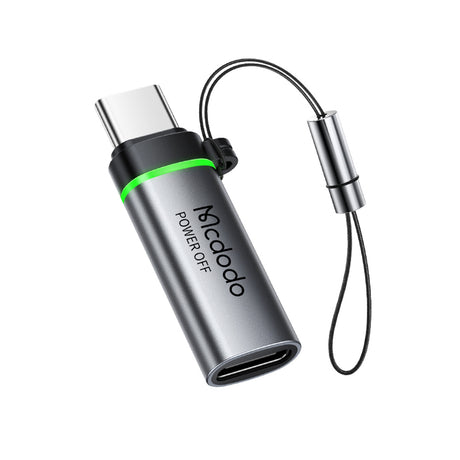 Adaptor Mcdodo Adapter Auto Power Off (OT-2450), Type-C to Type-C, PD100W, 5A, 480Mbps, Charging & Data Sync, with Lanyard, Negru