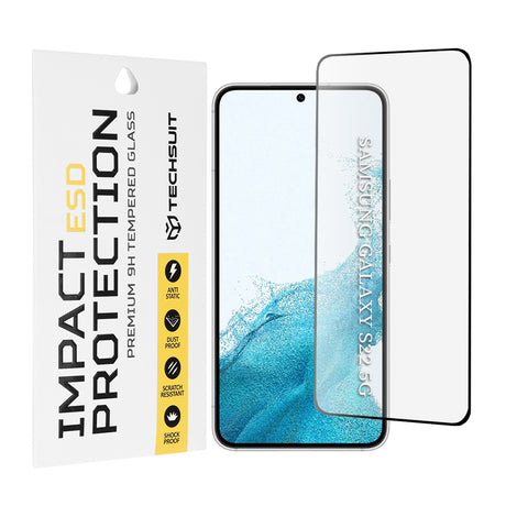 Fekete Techsuit ESD Glass védőfólia Samsung Galaxy S22 5G és Galaxy S23 készülékhez