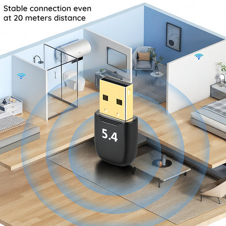 Adaptor Techsuit Bluetooth Dongle Adapter BlueJet (A20), for PC, Bluetooth 5.4, Plug&Play, EDR&BLE, Negru