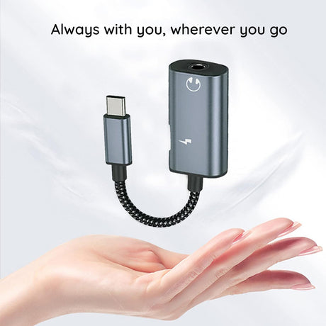 Adaptor Techsuit 2in1 Audio Adapter AcustiCore (AC22), Type-C to Type-C/Jack 3.5mm, Fast Charging, DAC Chip, Hi-Fi Sound, Gri