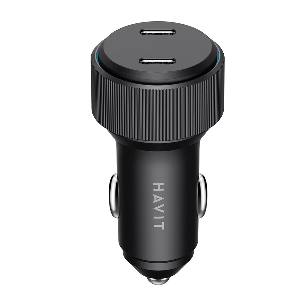 Incarcator Havit Car (CC2014), 2x Type-C, PD30W, 3A, PC, Aluminum Alloy, Negru