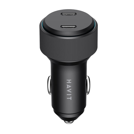 Incarcator Havit Car (CC2014), 2x Type-C, PD30W, 3A, PC, Aluminum Alloy, Negru