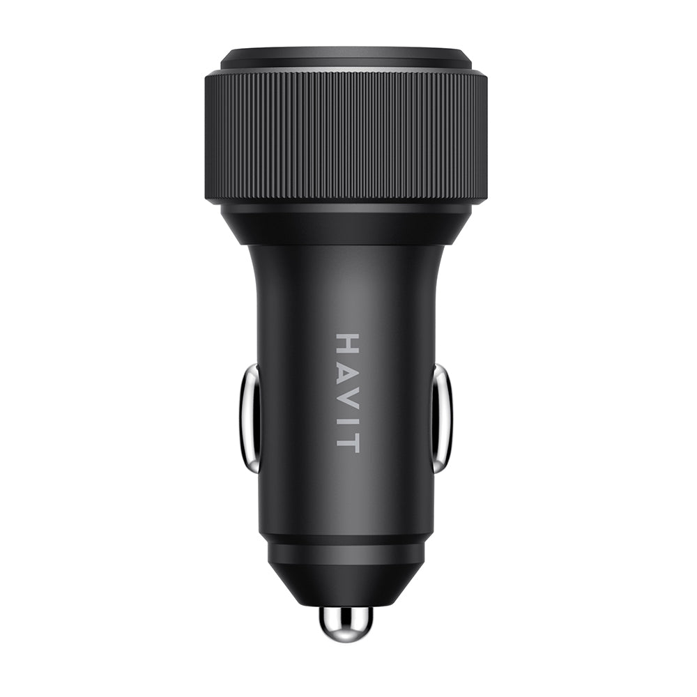 Incarcator Havit Car (CC2014), 2x Type-C, PD30W, 3A, PC, Aluminum Alloy, Negru