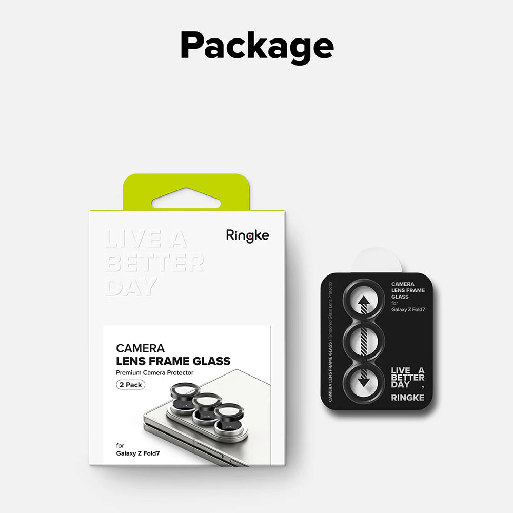 Folie de protectie Ringke Camera Lens Frame Glass (set de 2) compatibil cu Samsung Galaxy Z Fold7, Negru