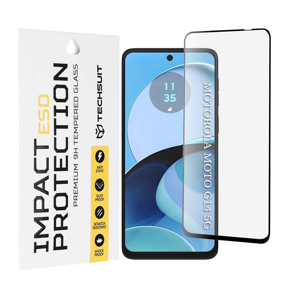Folie de protectie Techsuit ESD Glass compatibil cu Motorola Moto G14 / Moto G54 / Moto G54 Power Edition / Moto G64, Negru