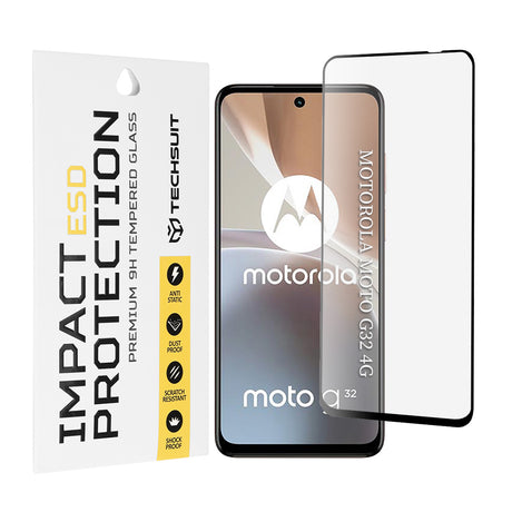 Folie de protectie Techsuit ESD Glass compatibil cu Motorola Moto G32, Negru