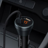 Incarcator Havit Car (CC2017), Type-C, USB, 45W, 3A, Visible Internal Structural Design, Negru / Blue