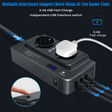 Gadget Techsuit Car Power Inverter PowerDriveX (IA2), Type-C, 2x USB-A, 2x AC Power Sockets, 220V, 200W, Negru