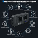 Gadget Techsuit Car Power Inverter PowerDriveX (IA2), Type-C, 2x USB-A, 2x AC Power Sockets, 220V, 200W, Negru