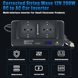 Gadget Techsuit Car Power Inverter PowerDriveX (IA2), Type-C, 2x USB-A, 2x AC Power Sockets, 220V, 200W, Negru