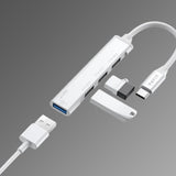 Hub/Dock Havit Docking Station (HB41), USB 3.0, 3x USB 2.0, 11.8cm Cable Length, Aluminium Alloy, Argintiu