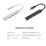 Hub/Dock Havit Docking Station (HB41), USB 3.0, 3x USB 2.0, 11.8cm Cable Length, Aluminium Alloy, Argintiu