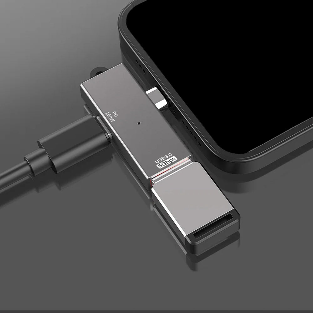 Adaptor Techsuit Adapter DataBlitz (A21), Type-C, USB3.0, PD100W, 5Gbps, Gri