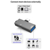 Adaptor Techsuit Adapter DataBlitz (A21), Type-C, USB3.0, PD100W, 5Gbps, Gri