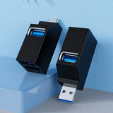 Hub/Dock Techsuit Mini Docking Station EchoLink 3 in 1 (H10), Type-C to 2x USB 2.0, 1x USB 3.0, Negru