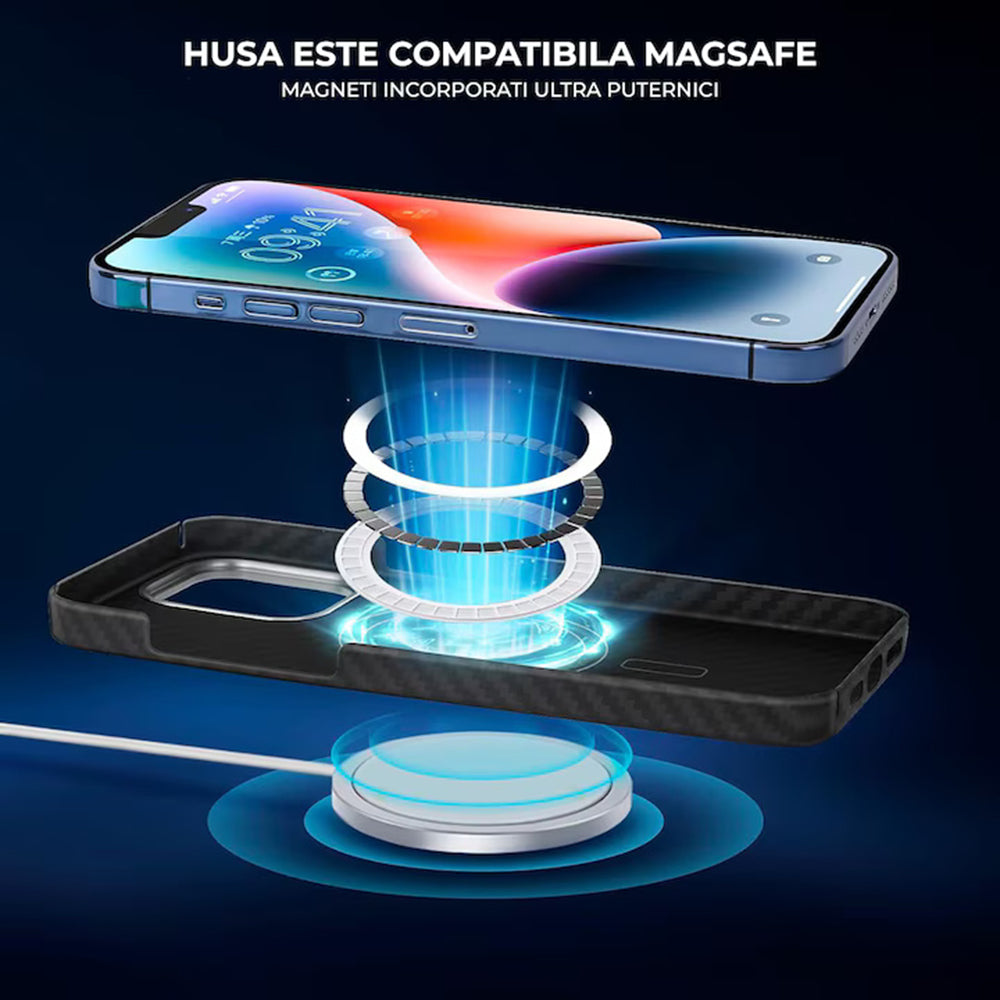 Husa de protectie Techsuit Aramid Fiber MagSafe compatibil cu iPhone 17 Air, Negru