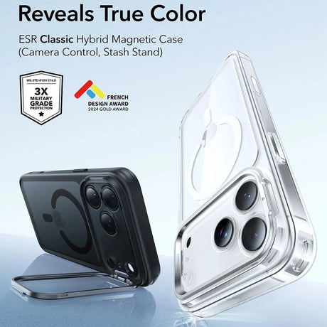 Husa de protectie ESR Classic Hybrid HaloLock Kickstand compatibil cu iPhone 17 Pro, Negru Mat