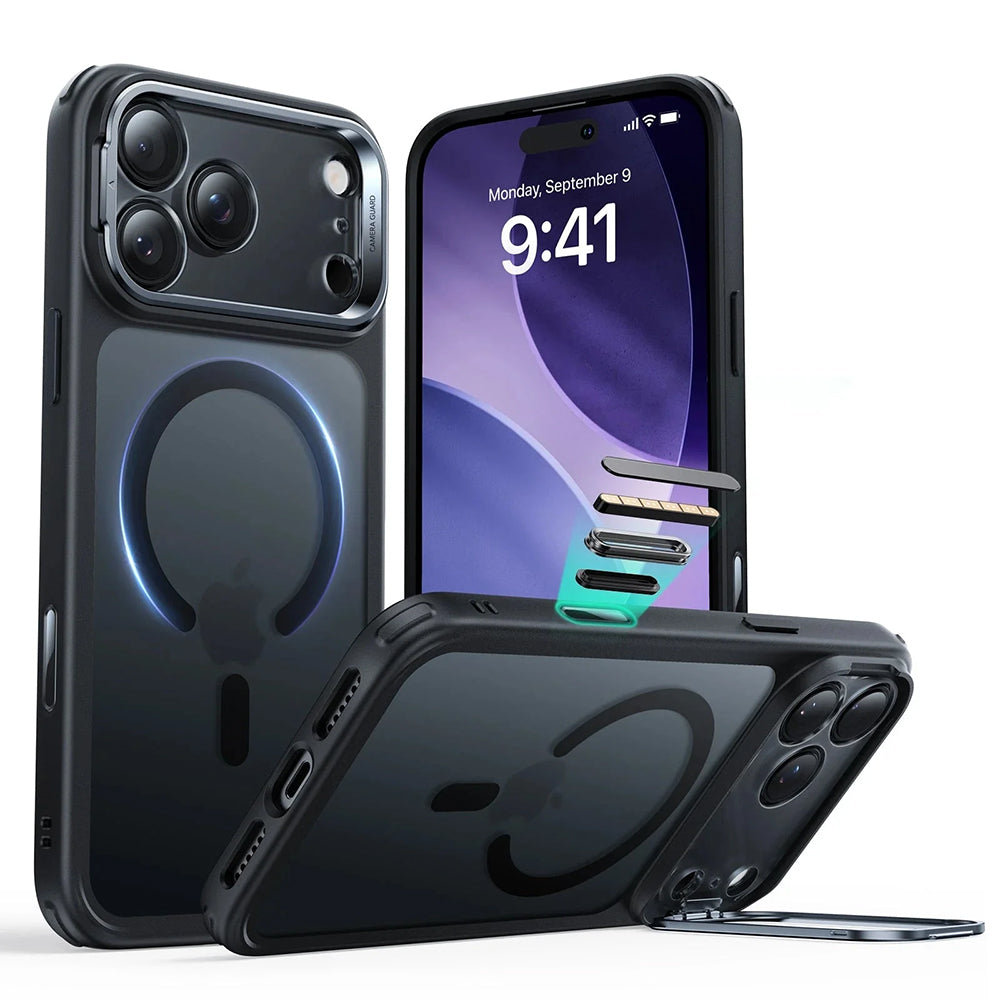 Husa de protectie ESR Classic Hybrid HaloLock Kickstand compatibil cu iPhone 17 Pro Max, Negru Mat