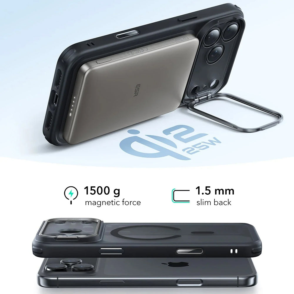 Husa de protectie ESR Classic Hybrid HaloLock Kickstand compatibil cu iPhone 17 Pro Max, Negru Mat