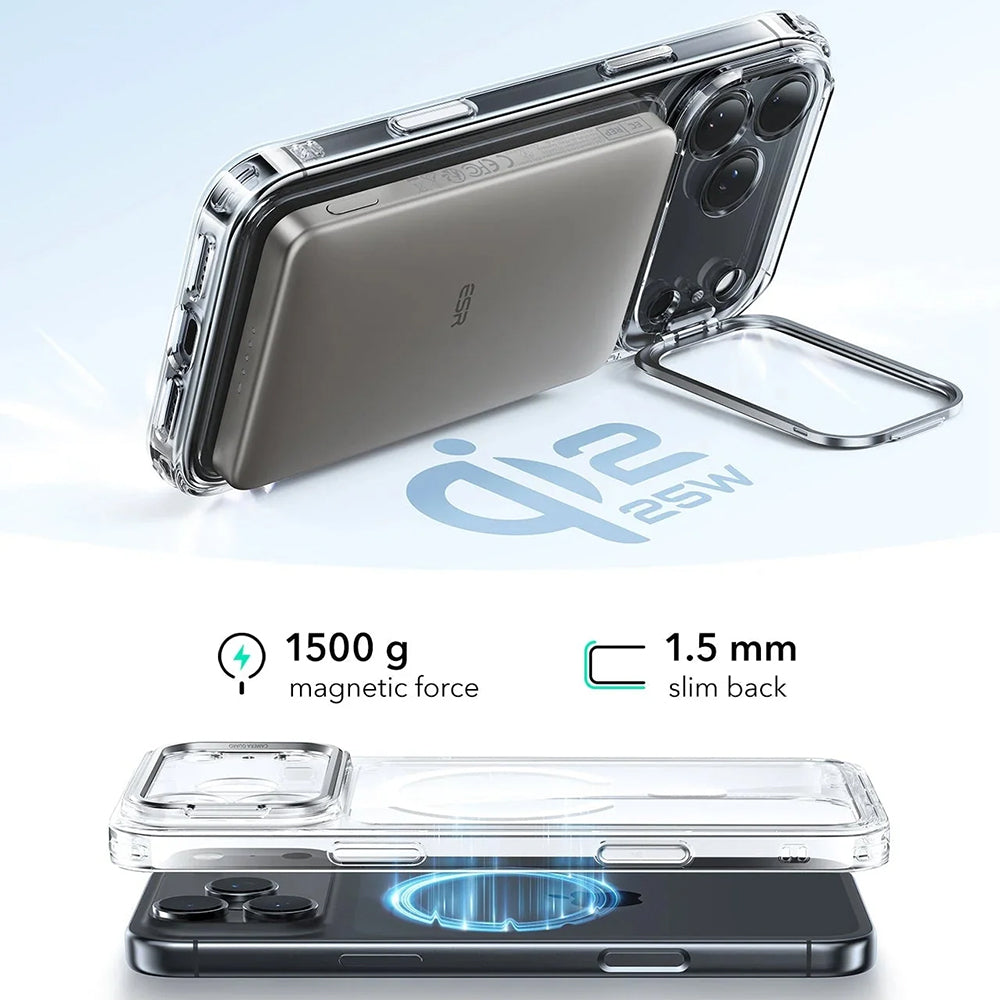 Husa de protectie ESR Classic Hybrid HaloLock Kickstand compatibil cu iPhone 17 Pro, Transparent