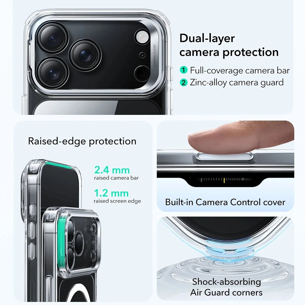 Husa de protectie ESR Classic Hybrid HaloLock Kickstand compatibil cu iPhone 17 Pro Max, Transparent