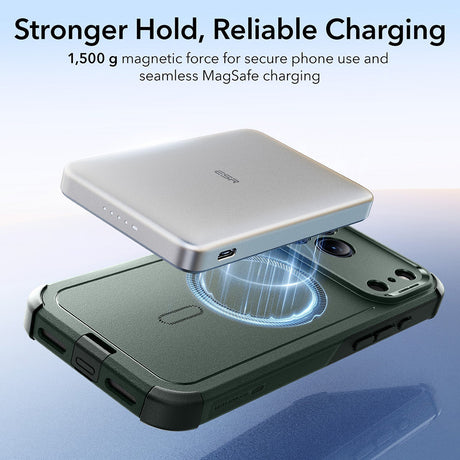 Husa de protectie ESR Cyber Halolock compatibil cu iPhone 17 Pro, Verde