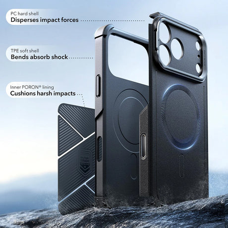 Husa de protectie ESR Cyber Armor Kickstand compatibil cu iPhone 17 Pro, Negru
