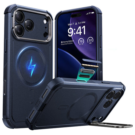Husa de protectie ESR Cyber Armor Kickstand compatibil cu iPhone 17 Pro, Albastru
