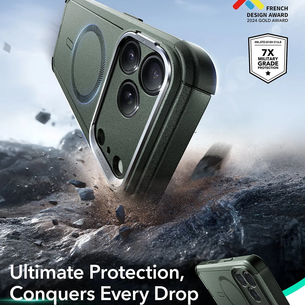 Husa de protectie ESR Cyber Armor Kickstand compatibil cu iPhone 17 Pro, Verde